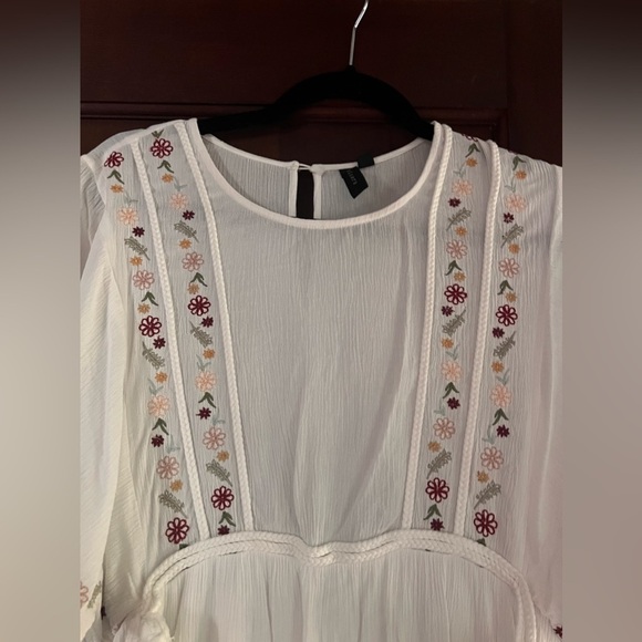 Anthropologie Knot Sisters Small white maxi dress boho prairie embroidered - Picture 11 of 12